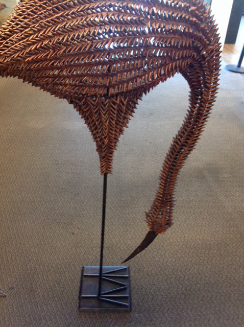 50" Copper Wicker & Metal Egret