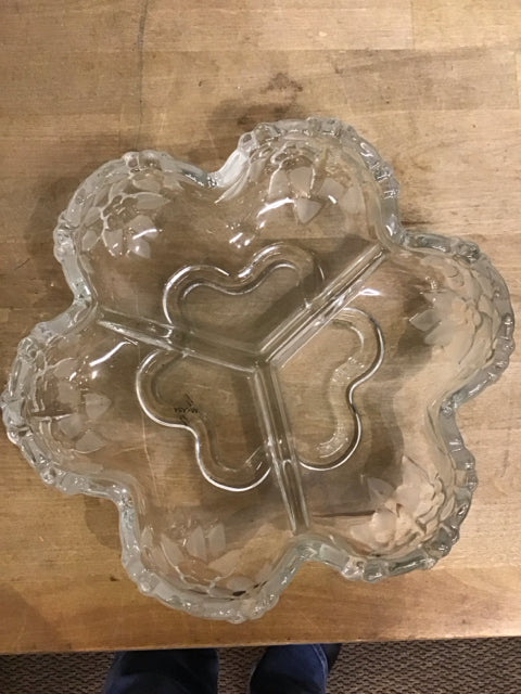 10.5" Mikasa Divided Glass Serving Bowl