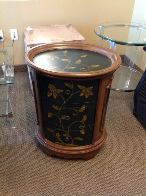 21x16x27 Vtg Oval Wood Accent Table w/3 Drawers AS-IS