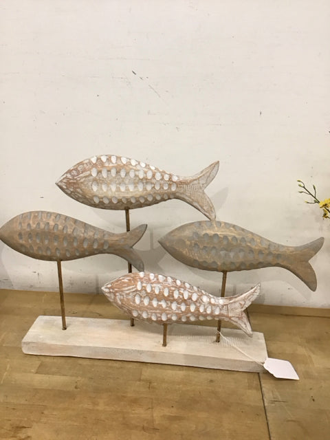 29"x18" Wooden 4 Fish Sculpture