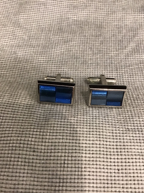 Silvertone W/Multi Blue Stone Cufflinks