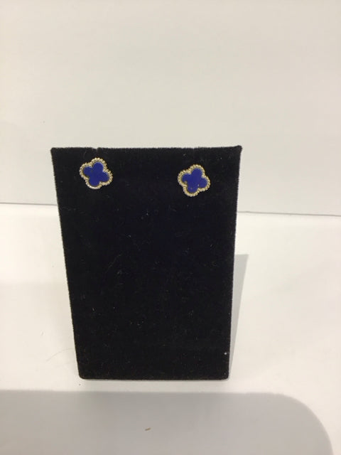 Van Cleef Style Tiny Lapis Lazuli Stud Earrings