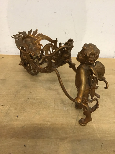 13"x8" Brass Cherub Bottle Holder