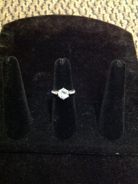 Silver Engagement Ring w/Rhinestones