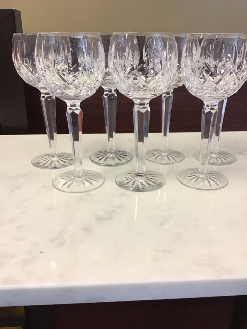 Set Of 7 Waterford Hock Wine Lismore Stemware