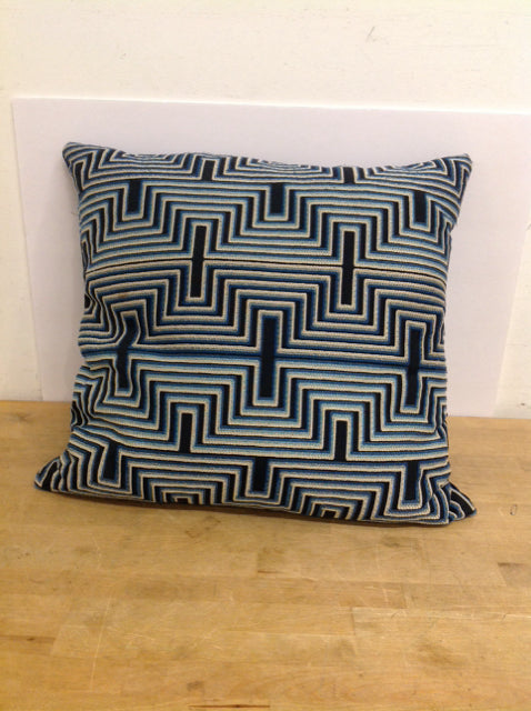 Blue Geometric Design Pillow