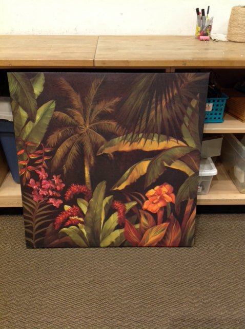 34" Sq Gallery Wrapped Tropical Art on Canvas