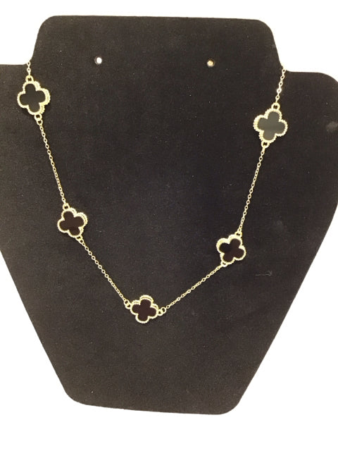 18" Van Cleef Style Onyx Necklace