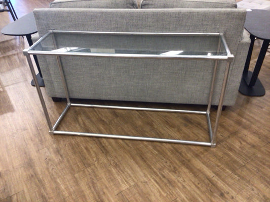 Chrome Rectangle Glass Top Console Table