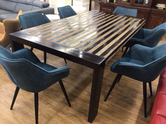 Rustic Wood Stripe Center Dining Table