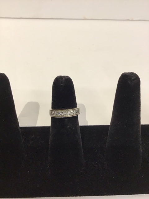 Silver Ring w/Rhinestones & Black Rim