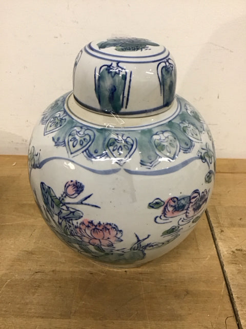 9" Chinese Floral Porcelain Ginger Jar