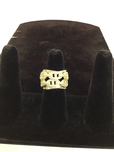 Gucci Style Gold Pave Ring