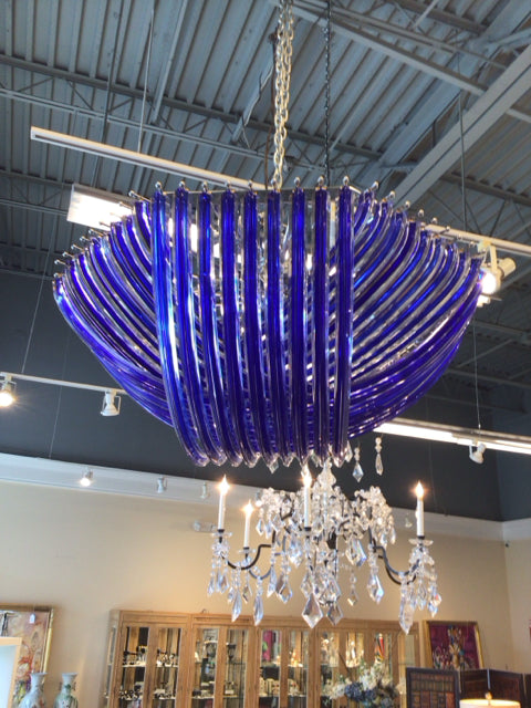 Large Vintage Venini Triedri Murano Chandelier