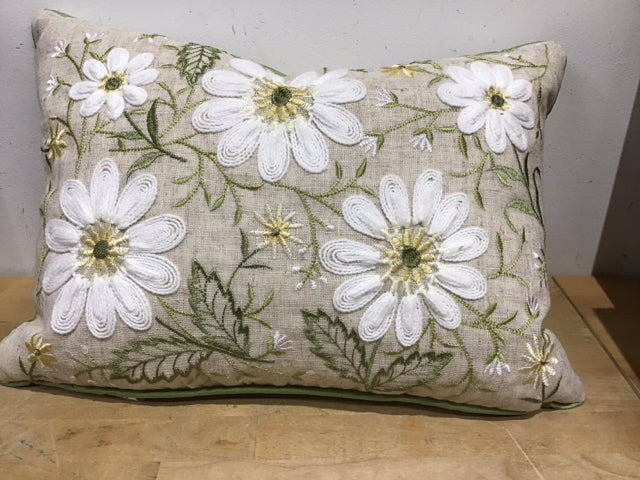 13"x19" Embroidered Floral Pillow