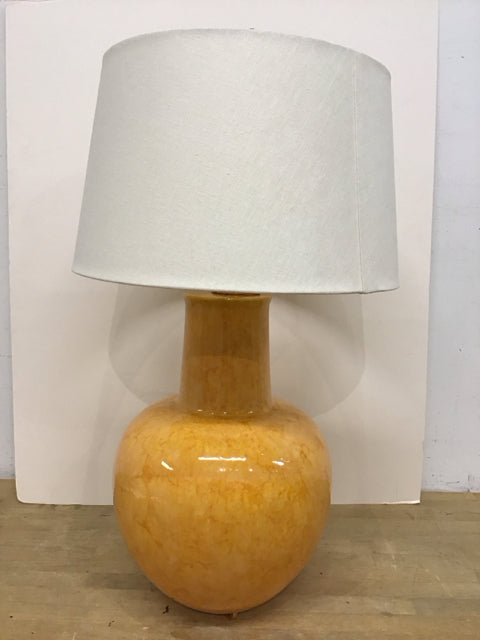 18" Vtg Orange Glazed Pottery Lamp