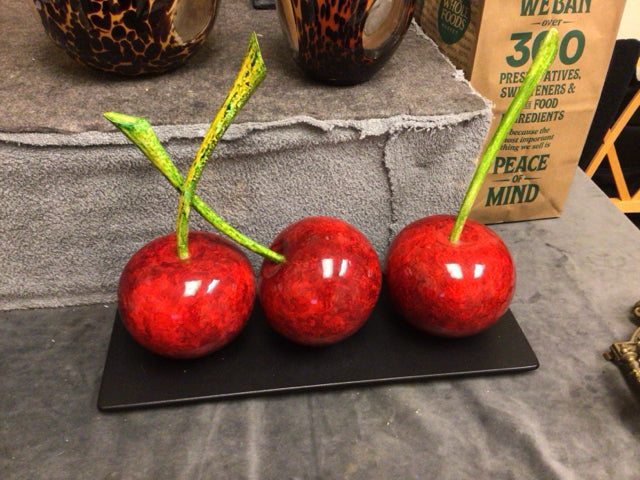 Set Of 3 Signed Cherrys On Metal Base