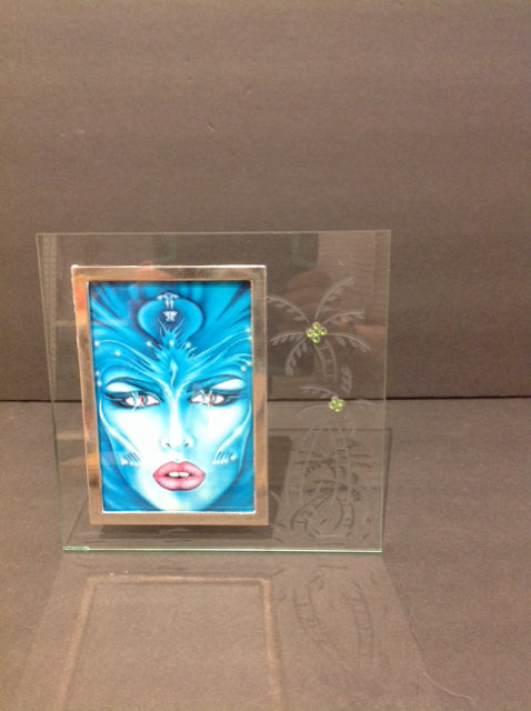 3x5 Glass Frame w/Etched Palm Trees