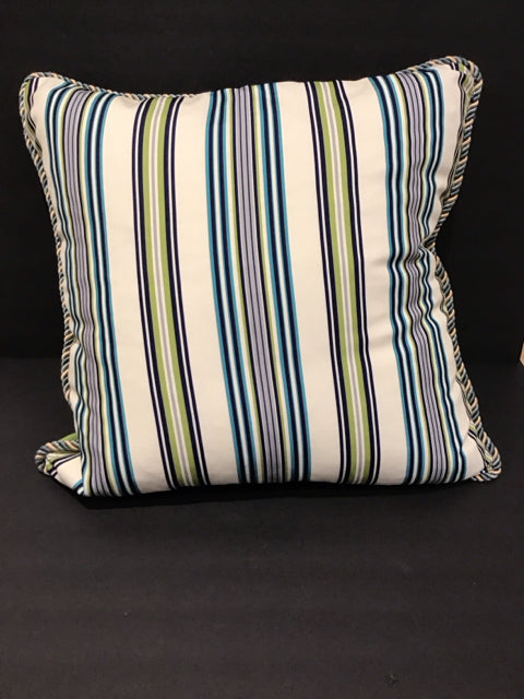 Tan/Blue Green Striped Pillow