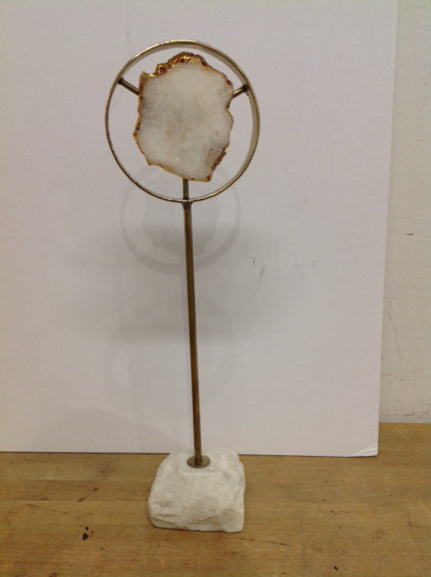 19" Quartz Medallion on Gold Post w/Base