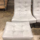 AS-IS Williams & Sanoma James Grey Leather Chair & Ottoman(Ottoman Discolor)