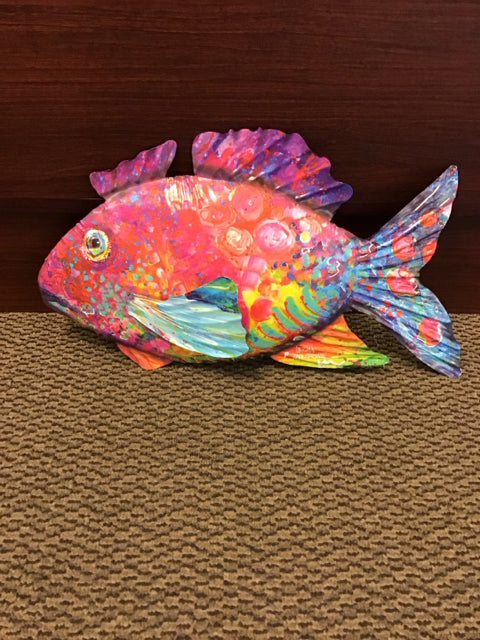 21"x11"  Purple Fish Metal Wall Decor