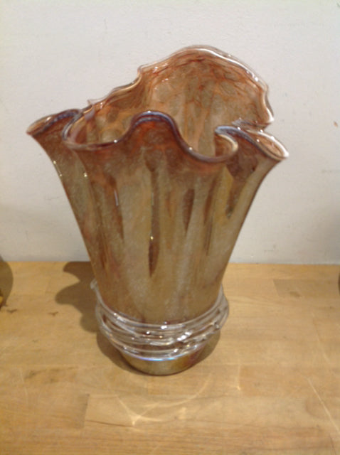 Vase- 12" Amber Art Glass