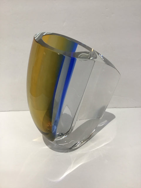 Kosta Boda Gorman Warff Blue/Amber Vase