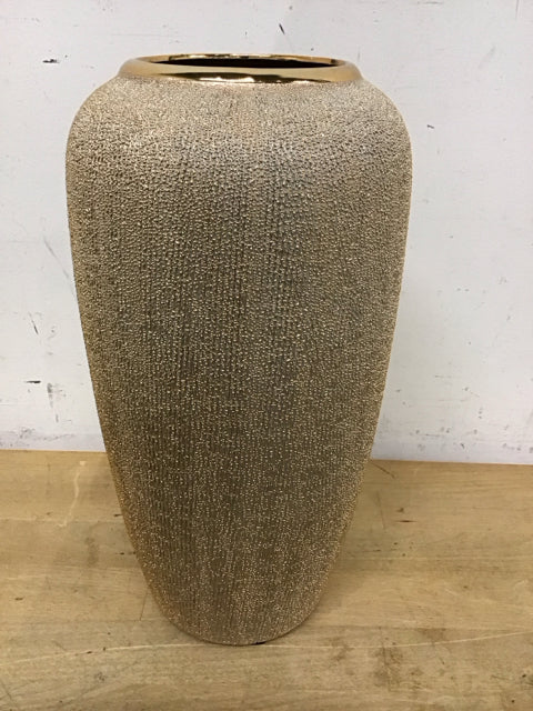 12" Gold Textured Decorative Vase