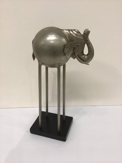 13" Silver Resin Elephant Sculpture on Posts