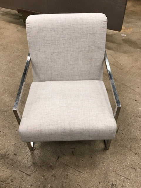 Tan Upholstered Chrome Accent Chair