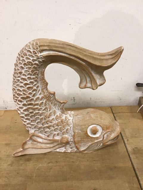 12"x11" Beige & Cream Resin Koi Fish