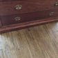 AS-IS Light Wood Carved Three Drawer Gold Accent Nightstand