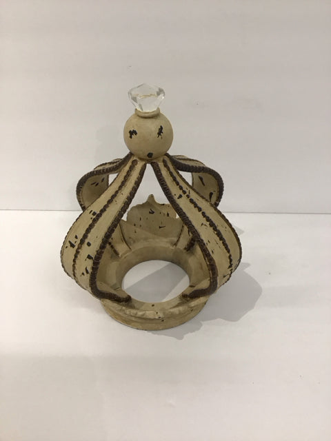 Distressed Decorative Crown Candle Holder