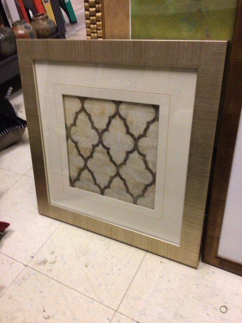 21 1/2" Square Gold Framed Saw Tooth Print