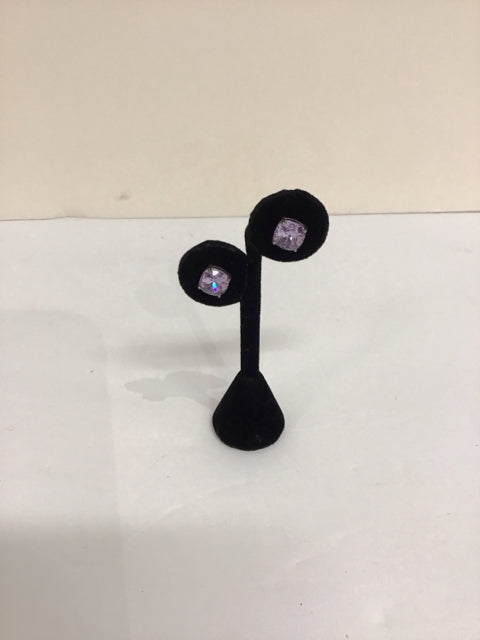 Purple Faceted Stone Stud Earrings