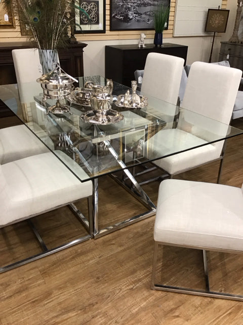 Glass/Chrome Dining Room Table