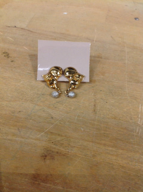 Earrings- Gold & Silver Cats