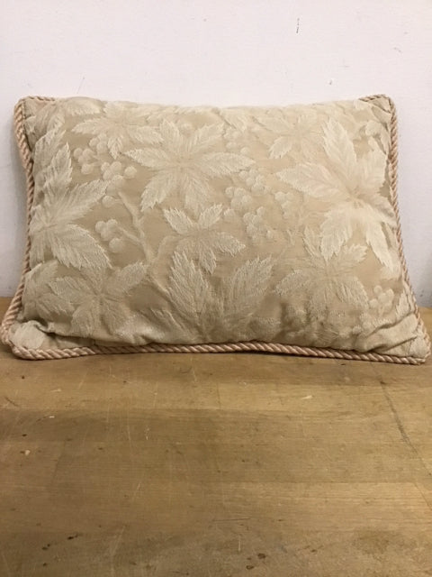17"x11" Cream Damask Lumbar Pillow