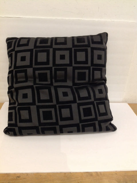 Black Chenille Geometric Pattern Pillow