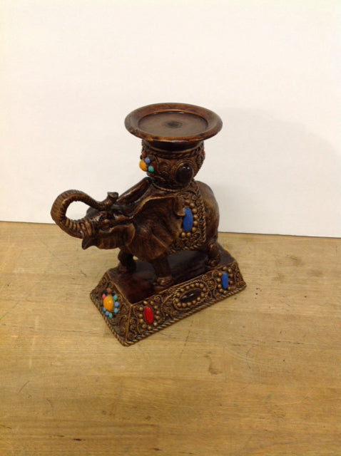 7.5" Resin Elephant Candle Holder