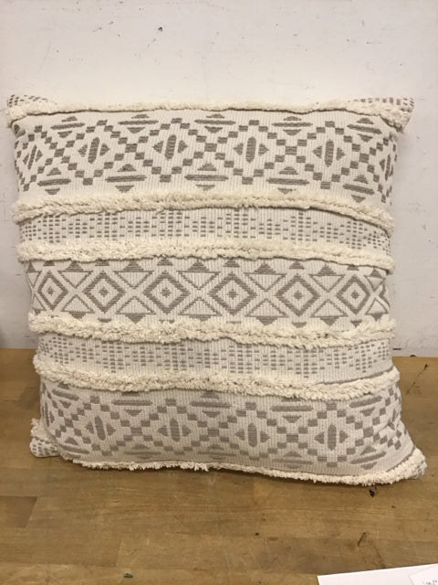 20" Beige & Cream Geometric Pattern Pillow