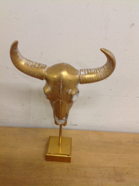 11" Gold Steer Head On Stand