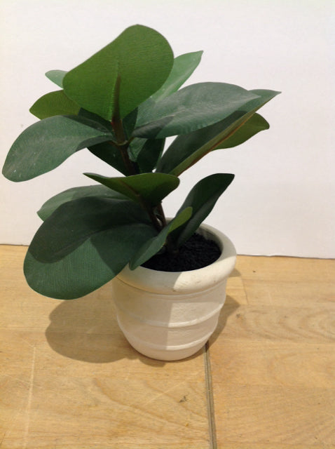 Small Ceramic Vase w/Faux Leaves