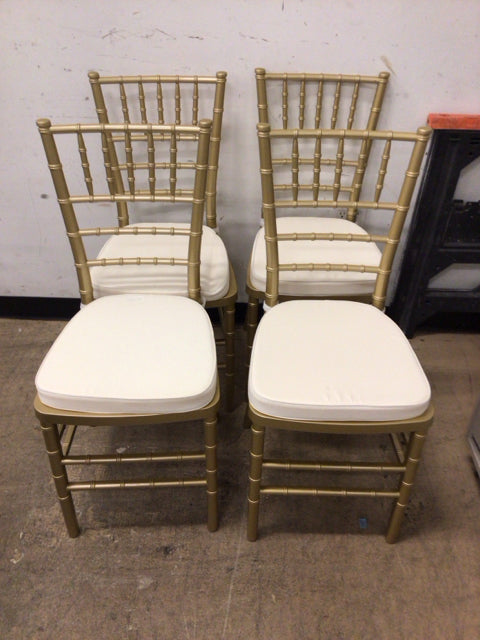 Set Of 4 Classic Gold ToughResinâ„¢ Chiavari Dining Chairs W/Cushions