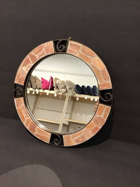 13" Rd Mirror w/Stone Frame