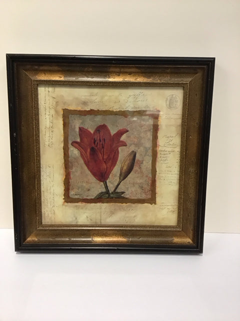 16"Sq Framed Lilly Art P Marcus