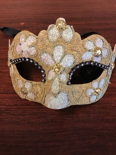 Gold Iridescent Rhinestone Masquerade Masks