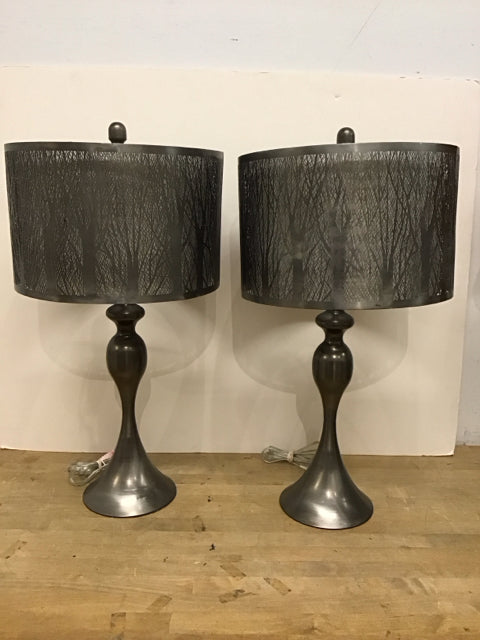 25" Pair Brushed Stainless w/Laser Cut Metal Shades