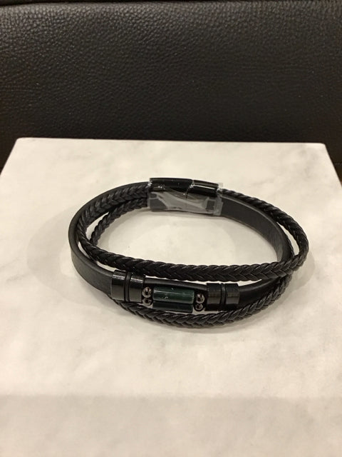Black Leather Braided Bracelet
